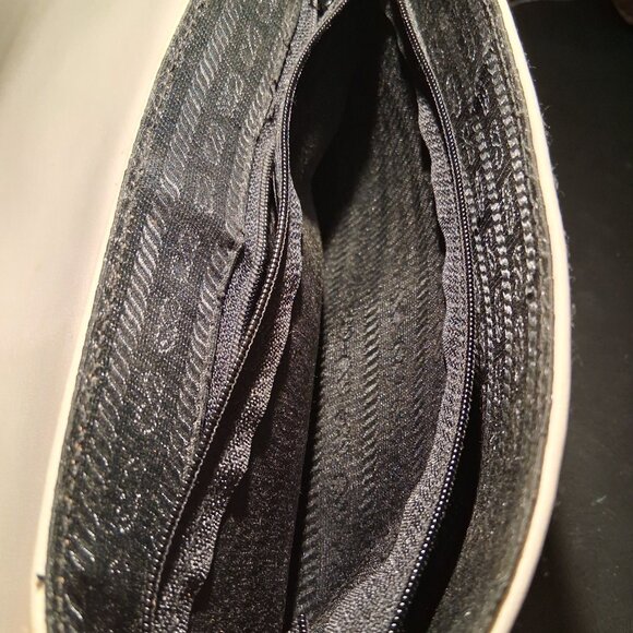 Cream Faux Leather Shoulder Bag – Curved Stitch Front - Back Zip Pocket - Picture 6 of 6